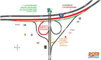 I-10 eastbound traffic shift and ramp closure at the LA 108 interchange (Exit 23).