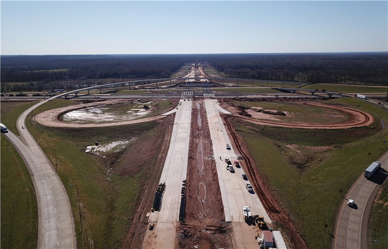 I-20/I-220/BAFB Interchange under construction, Feb. 2021.
