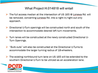 PowerPoint presentation for US 165 @ Lonewa Road Median Access Closure proposed project (Slide 3).