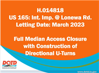 PowerPoint Presentation for US 165 @ Lonewa Road Median Access Closure proposed project (Slide 1).