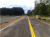 LA 73 Detour asphalt in order for crews to install the new sewer line in the old roadway